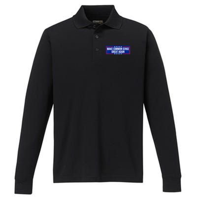 Make Common Sense Great Again Performance Long Sleeve Polo