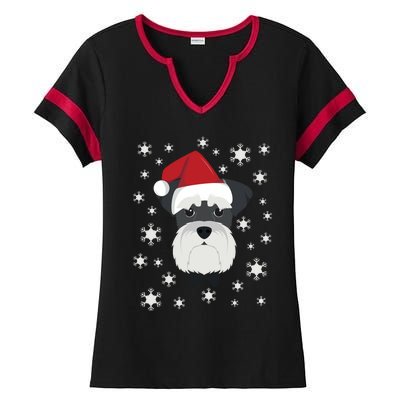 Merry Christmas Schnauzer Dog Ugly Sweater Long Sleeve Ladies Halftime Notch Neck Tee