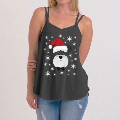 Merry Christmas Schnauzer Dog Ugly Sweater Long Sleeve Women's Strappy Tank