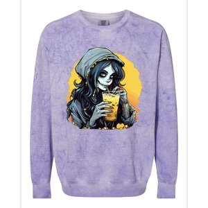 Momster Cute Skeleton Juice Funny Halloween Gift Colorblast Crewneck Sweatshirt