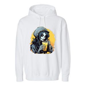 Momster Cute Skeleton Juice Funny Halloween Gift Garment-Dyed Fleece Hoodie