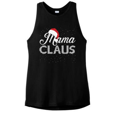 Mama Claus Santa Hat Christmas Celebration Gift Ladies PosiCharge Tri-Blend Wicking Tank