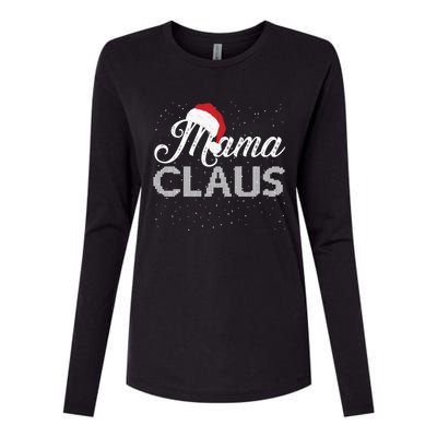 Mama Claus Santa Hat Christmas Celebration Gift Womens Cotton Relaxed Long Sleeve T-Shirt