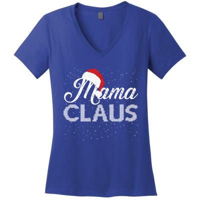 Mama Claus Santa Hat Christmas Celebration Gift Women's V-Neck T-Shirt