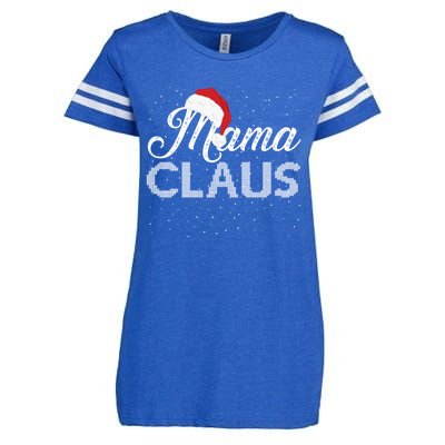 Mama Claus Santa Hat Christmas Celebration Gift Enza Ladies Jersey Football T-Shirt