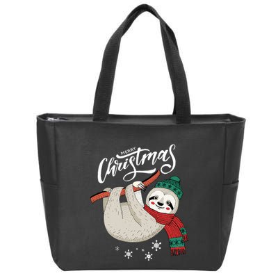 Merry Christmas Slothmas Sloth Lovers Xmas Holiday Gift Zip Tote Bag