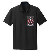 Merry Christmas Santa Hockey Goalie Ugly Christmas Sweater Dry Zone Grid Polo