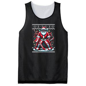 Merry Christmas Santa Hockey Goalie Ugly Christmas Sweater Mesh Reversible Basketball Jersey Tank