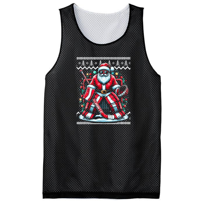 Merry Christmas Santa Hockey Goalie Ugly Christmas Sweater Mesh Reversible Basketball Jersey Tank