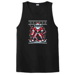 Merry Christmas Santa Hockey Goalie Ugly Christmas Sweater PosiCharge Competitor Tank