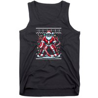 Merry Christmas Santa Hockey Goalie Ugly Christmas Sweater Tank Top