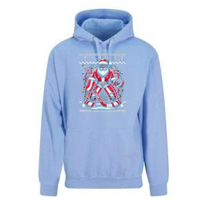 Merry Christmas Santa Hockey Goalie Ugly Christmas Sweater Unisex Surf Hoodie