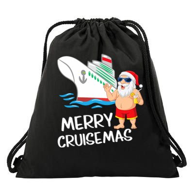 Merry Cruisemas Santa Claus Christmas Family Cruise Graphic Drawstring Bag