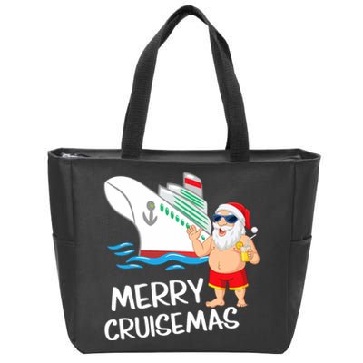 Merry Cruisemas Santa Claus Christmas Family Cruise Graphic Zip Tote Bag