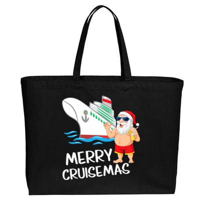 Merry Cruisemas Santa Claus Christmas Family Cruise Graphic Cotton Canvas Jumbo Tote