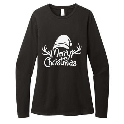 Merry Christmas Santa Hat Reindeer Family Matching Pajamas  Womens CVC Long Sleeve Shirt