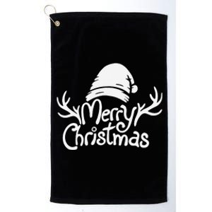 Merry Christmas Santa Hat Reindeer Family Matching Pajamas  Platinum Collection Golf Towel