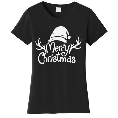 Merry Christmas Santa Hat Reindeer Family Matching Pajamas  Women's T-Shirt