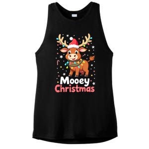 Mooey Christmas Santa Farmer Merry Highland Cow Christmas Gift Ladies PosiCharge Tri-Blend Wicking Tank