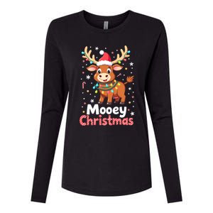 Mooey Christmas Santa Farmer Merry Highland Cow Christmas Gift Womens Cotton Relaxed Long Sleeve T-Shirt