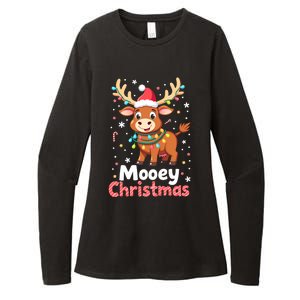 Mooey Christmas Santa Farmer Merry Highland Cow Christmas Gift Womens CVC Long Sleeve Shirt