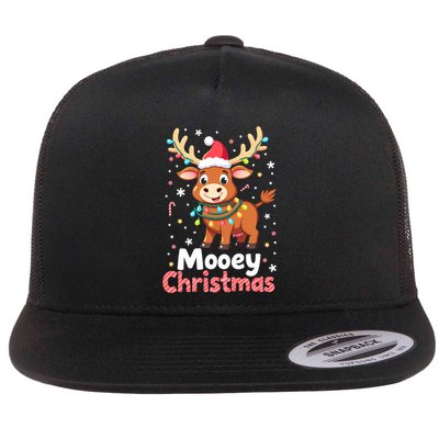 Mooey Christmas Santa Farmer Merry Highland Cow Christmas Gift Flat Bill Trucker Hat