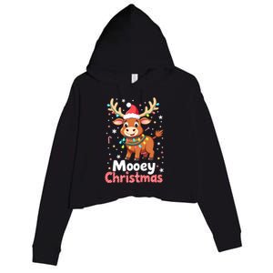 Mooey Christmas Santa Farmer Merry Highland Cow Christmas Gift Crop Fleece Hoodie