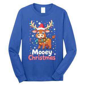 Mooey Christmas Santa Farmer Merry Highland Cow Christmas Gift Long Sleeve Shirt