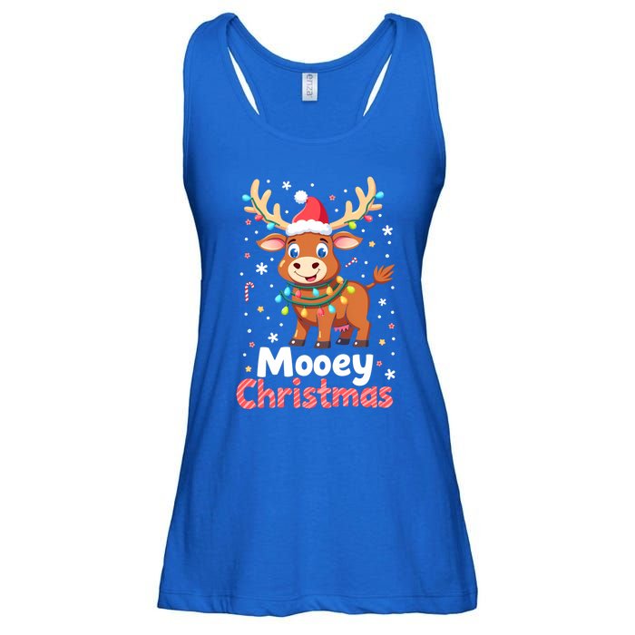 Mooey Christmas Santa Farmer Merry Highland Cow Christmas Gift Ladies Essential Flowy Tank