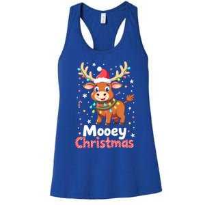 Mooey Christmas Santa Farmer Merry Highland Cow Christmas Gift Women's Racerback Tank