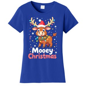 Mooey Christmas Santa Farmer Merry Highland Cow Christmas Gift Women's T-Shirt