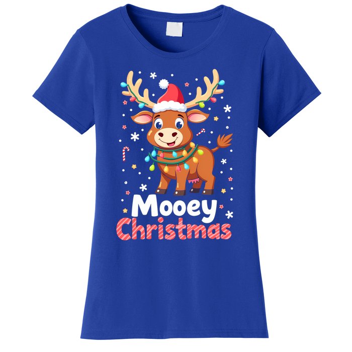 Mooey Christmas Santa Farmer Merry Highland Cow Christmas Gift Women's T-Shirt