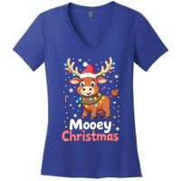 Mooey Christmas Santa Farmer Merry Highland Cow Christmas Gift Women's V-Neck T-Shirt