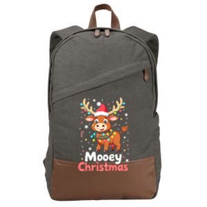 Mooey Christmas Santa Farmer Merry Highland Cow Christmas Gift Cotton Canvas Backpack