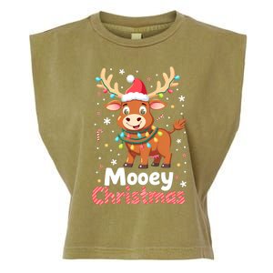 Mooey Christmas Santa Farmer Merry Highland Cow Christmas Gift Garment-Dyed Women's Muscle Tee