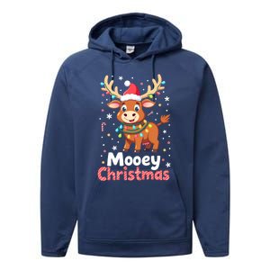 Mooey Christmas Santa Farmer Merry Highland Cow Christmas Gift Performance Fleece Hoodie