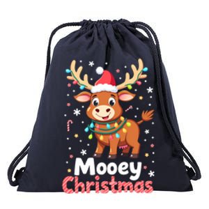 Mooey Christmas Santa Farmer Merry Highland Cow Christmas Gift Drawstring Bag