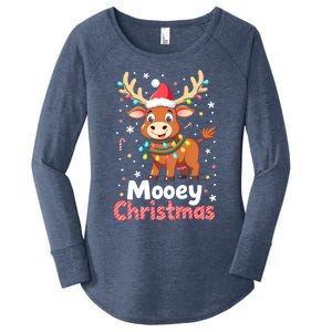 Mooey Christmas Santa Farmer Merry Highland Cow Christmas Gift Women's Perfect Tri Tunic Long Sleeve Shirt