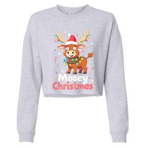 Mooey Christmas Santa Farmer Merry Highland Cow Christmas Gift Cropped Pullover Crew