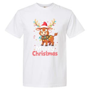 Mooey Christmas Santa Farmer Merry Highland Cow Christmas Gift Garment-Dyed Heavyweight T-Shirt