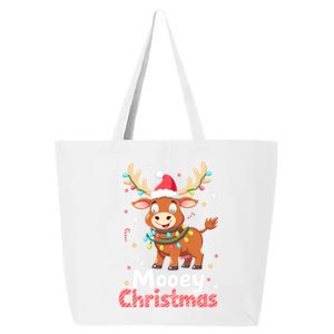 Mooey Christmas Santa Farmer Merry Highland Cow Christmas Gift 25L Jumbo Tote