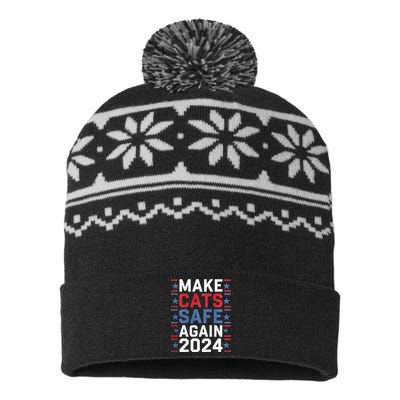 Make Cats Safe Again Funny 2024 Presidential Election USA-Made Snowflake Beanie