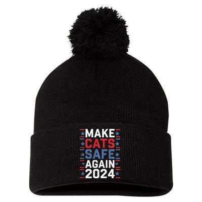 Make Cats Safe Again Funny 2024 Presidential Election Pom Pom 12in Knit Beanie