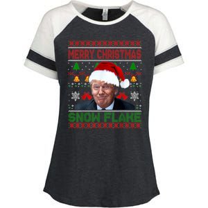 Merry Christmas Snowflake Santa Trump Xmas Ugly Sweater Enza Ladies Jersey Colorblock Tee