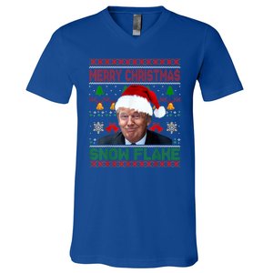 Merry Christmas Snowflake Santa Trump Xmas Ugly Sweater V-Neck T-Shirt