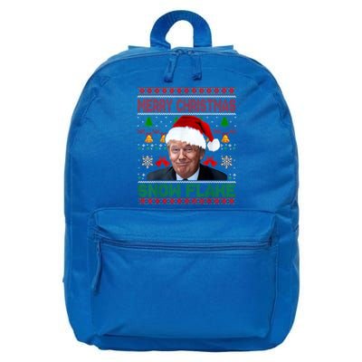 Merry Christmas Snowflake Santa Trump Xmas Ugly Sweater 16 in Basic Backpack