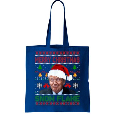 Merry Christmas Snowflake Santa Trump Xmas Ugly Sweater Tote Bag