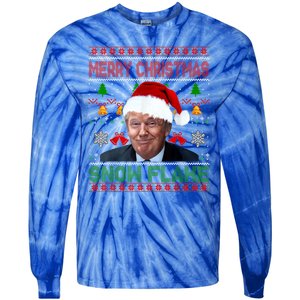 Merry Christmas Snowflake Santa Trump Xmas Ugly Sweater Tie-Dye Long Sleeve Shirt