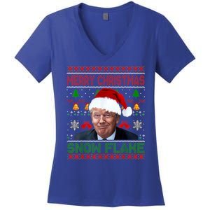 Merry Christmas Snowflake Santa Trump Xmas Ugly Sweater Women's V-Neck T-Shirt