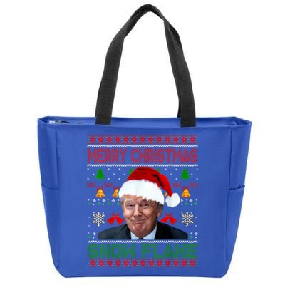 Merry Christmas Snowflake Santa Trump Xmas Ugly Sweater Zip Tote Bag